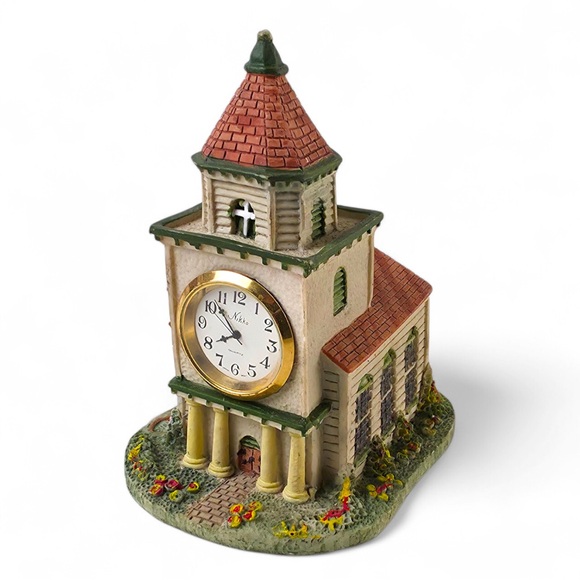 Other - Vintage Nikko Quartz Church Clock Figurine – Hand-Painted Architectural...